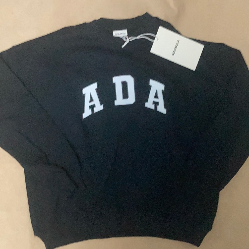 Adanola ADA Varsity Logo Crewneck sweatshirt Black Designer oversized size Small